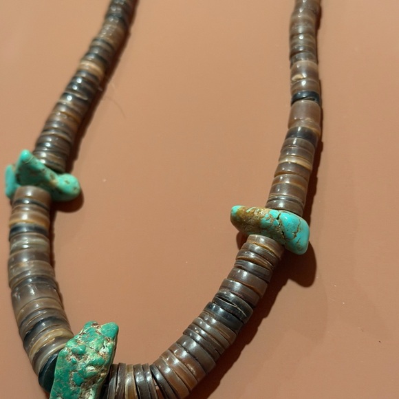 Brown and Turquoise Beaded Necklace - Picture 2 of 6